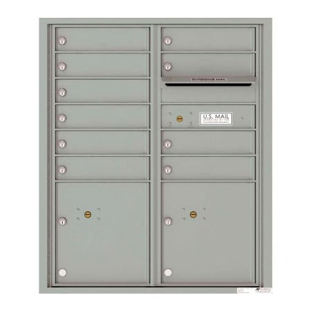 Florence Mfg Co Florence Versatile 4C Mailbox 4CADD-10, 37-1/4"H, 10 Mailboxes, 2 Parcel, Front Loading, Silver USPS 4CADD-10SS